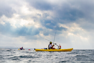 kayak fishing competition in the Mediterranean Sea - Marbella. Andalusia