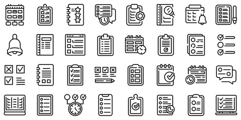 Poster - Task schedule icon. Outline task schedule vector icon for web design isolated on white background