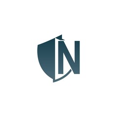 Sticker - Shield logo icon with letter N beside design vector