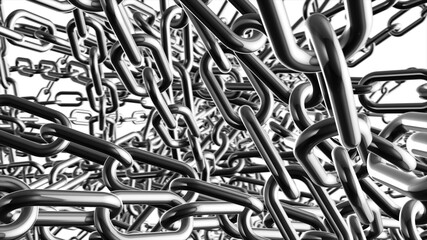 Poster - 3d rendered illustration of block of chains. High quality 3d illustration