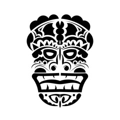 Wall Mural - Totem is the face of the Hawaiian tribes. Face in Polynesian or Maori style. Good for prints and t-shirts. Isolated. Vector illustration.