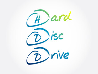 Poster - hdd - hard disc drive acronym, technology concept background