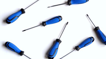 Blue Screwdrivers Isolated on a White Background | Isolated Tools