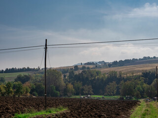 Wall Mural - Hillside landscape. Cultivated land.  Bologna . Italy