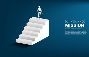 Poster - Silhouette of robot standing on top of stair. concept of artificial intelligence and machine learning worker technology