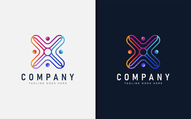 Poster - People Group Logo Design. Abstract Colorful Connecting People Concept, Usable For Brand Business, Tech and Company. Vector Logo Illustration.