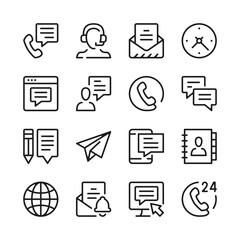Poster - Contact us line icons set. Modern graphic design concepts, simple outline elements collection. Vector line icons