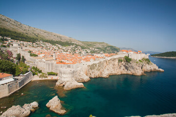 Poster - Croatia, Dubrovnik. Historic walled city and UNESCO World Heritage Site, and the Adriatic Sea.