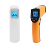 © New Africa - Infrared thermometers on white background, collage. Checking temperature during Covid-19 pandemic