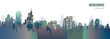 © Painterstock - City skyscraper vector illustration background.