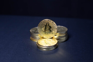 Bitcoins digital crypto currency golden coins