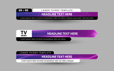 Wall Mural - set collection vector of broadcast news lower thirds template layout design banner for bar headline 