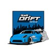 blue drift car city vector