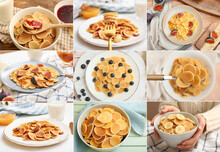 Collage Of Tasty Mini Pancakes