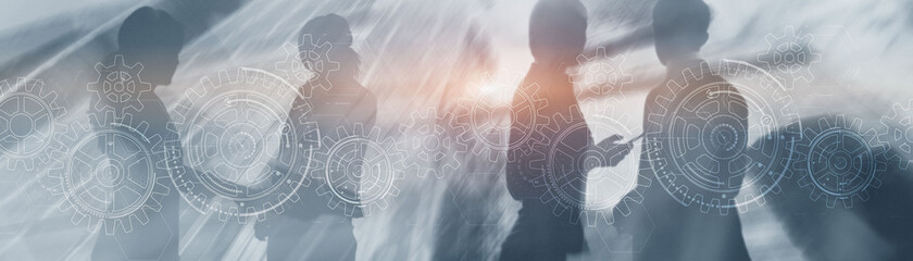 Wall Mural - Business Solutions for Success and Strategy. Gear Mixed Media concept