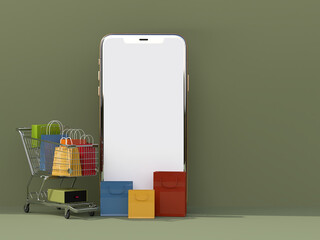 Canvas Print - online shopping with smartphone mockups template and shopping elements. designs concept marketing on