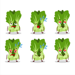 Poster - Cartoon character of bok choy with sleepy expression