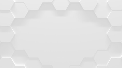 Wall Mural - White Hexagon Background With Copy Space (3D Illustration)