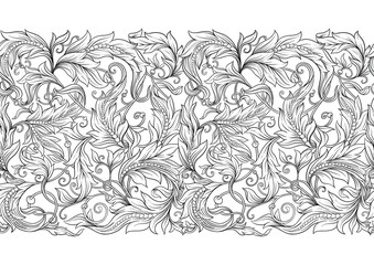 Wall Mural - Seamless pattern, background In baroque, rococo, victorian, renaissance style. Trendy florar vintage pattern. Colored vector illustration