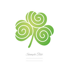 Wall Mural - Three leaf green clover shamrock spiral vintage sample element logo icon sticker on isolated white background