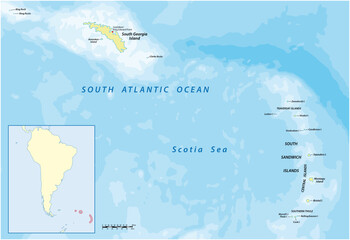 south georgia and the south sandwich islands vector map, uk