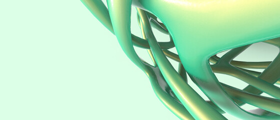 Aufkleber - Abstract Curves Futuristic technology digital style and science Graphic Design Concept on Green background. banner, Copy Space,website-3d rendering