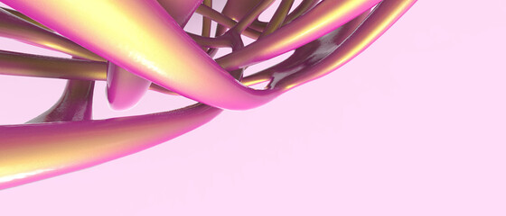 Aufkleber - Abstract Curves Futuristic technology Creative digital and science Graphic style Concept on Red background. banner, copy space, Minimal -3d rendering