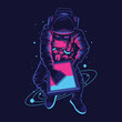 Astronaut screen printer illustration and tshirt design