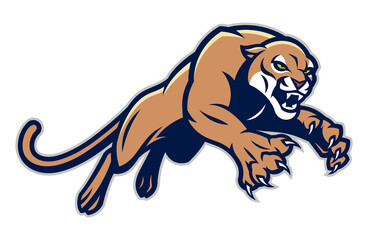 leaping cougar vector mascot