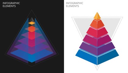Aufkleber - Vector colored geometric elements for infographics, diagrams, presentations. Colored piramidal stacked on top of each other.
