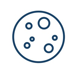 Poster - Full moon with craters in line art style. Simple icon of clear weather at night. Monochrome fullmoon circle with porous surface. Contoured linear flat vector illustration isolated on white background