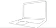 Opened mobile computer laptop. The device included for work.One continuous drawing line  logo single hand drawn art doodle isolated minimal illustration