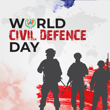 World Civil Defence Day With A Symbol Of Rice Surrounding The Earth And A Triangular Symbol.
