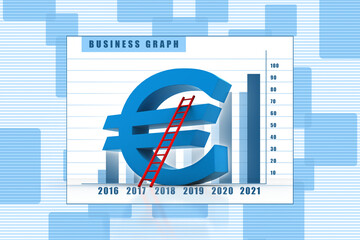 Poster - 

3D rendering euro currency symbol with ladder