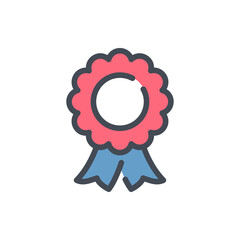 Poster - Winner ribbon color line icon. Certified Emblem vector outline colorful sign.