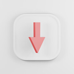 Poster - Down arrow icon cartoon style. 3d rendering white square key button, interface ui ux element.