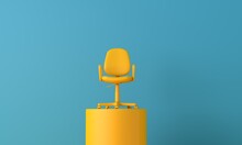 An Office Chair High On A Podium. Business Development Concept. 3D Rendering