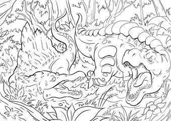 Wall Mural - Coloring book for children with a dinosaur