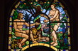 © robertharding - Stained glass window depicting Adam and Eve in the Garden of Eden, Holy Trinity Cathedral, the largest Orthodox church in the country, built between 1935 and 1942, Addis Ababa, Ethiopia, Africa