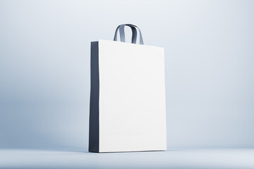 Poster - Blank black and white eco paper bag on light surface. Mock up