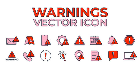 Wall Mural - Set of Warning sign icon. Warnings pack symbol template for graphic and web design collection logo vector illustration