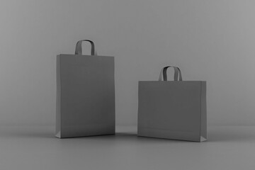 Poster - Blank black paper bags with a space for your sign at dark background. Mock up