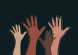 © Irina - Raised hands, open palms. The concept of charity, volunteering, love, kindness, equality, racial and social issues. Vector illustration