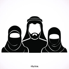 Wall Mural - Muslim.  flat style. black icon on isolated on white background