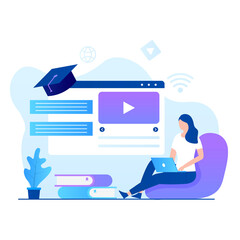 Wall Mural - Flat design of online courses illustration. Illustration for websites, landing pages, mobile applications, posters and banners