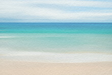 Sea And Sandy Beach Abstract Watercolour Paint On Texture Paper Background