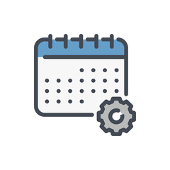 Poster - timetable settings color line icon. calendar with gear vector outline colorful sign.