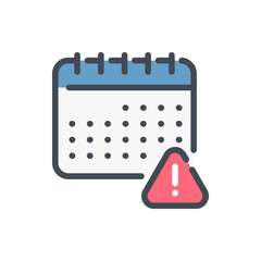 Poster - timetable error color line icon. calendar with alert notification vector outline colorful sign.
