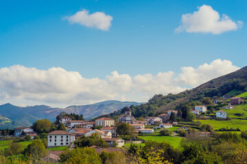 Panoramic landscape of the Basque country. Navarra landscape in the Basque Country. Euskal Herria landscape. Zugarramurdi