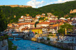 Houses in the old town on the banks of the Prizren Bistrica River, Prizren, Kosovo